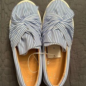 NWT A New Day Blue and White Striped Slip-On Shoes